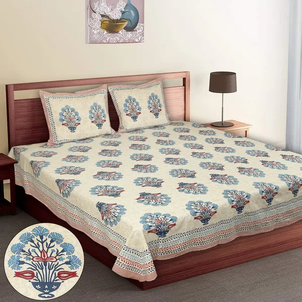 Blue_Cotton_Rajwada_Empire_Double_Bedsheet_With_Pillow_Cover_108_X_108_Cm